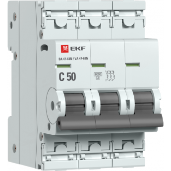 Автоматический выключатель EKF 3P 50А (C) 6кА ВА 47-63N PROxima M636350C Автоматический выключатель EKF 3P 50А (C) 6кА ВА 47-63N PROxima M636350C