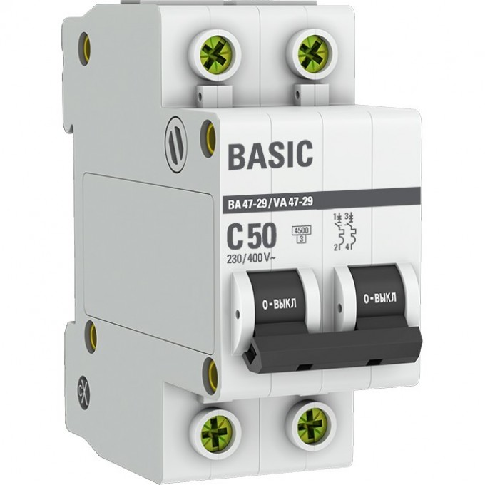 Автоматический выключатель EKF BASIC 2P 50А (C) 4,5кА ВА 47-29 mcb4729-2-50C Автоматический выключатель EKF BASIC 2P 50А (C) 4,5кА ВА 47-29 mcb4729-2-50C