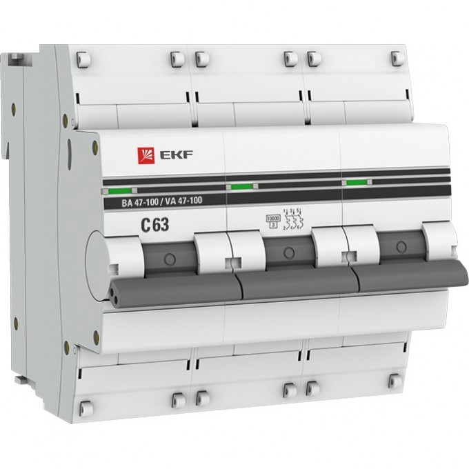 Автоматический выключатель EKF PROXIMA 3P 63А (C) 10kA ВА 47-100 mcb47100-3-63C-pro Автоматический выключатель EKF PROXIMA 3P 63А (C) 10kA ВА 47-100 mcb47100-3-63C-pro