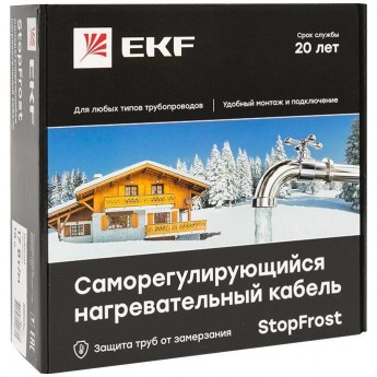 Саморегулирующийся нагревательный кабель EKF STOPFROST INSIDE 17Вт/м для обогрева трубопроводов 1м