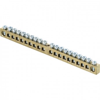 Шина EKF PROXIMA PEN "ноль-земля" 6х9мм 20 отверстий латунь крепеж по центру Шина EKF PROXIMA PEN "ноль-земля" 6х9мм 20 отверстий латунь крепеж по центру