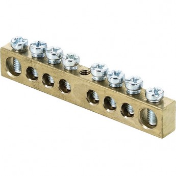 Шина EKF PROXIMA PEN "ноль-земля" 6x9мм 8 отверстий латунь крепеж по центру Шина EKF PROXIMA PEN "ноль-земля" 6x9мм 8 отверстий латунь крепеж по центру