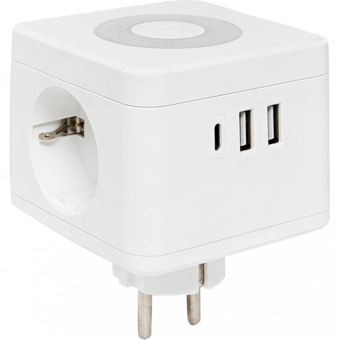Тройник EKF Куб 2 гнезда 2USB 2,4А+Type C + Ночник UBA-CUB-T2-TC Тройник EKF Куб 2 гнезда 2USB 2,4А+Type C + Ночник UBA-CUB-T2-TC