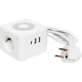 Удлинитель EKF "Куб" 2 гнезда 2USB 2.4А+Type C + ночник 1.3 м 1кв.мм