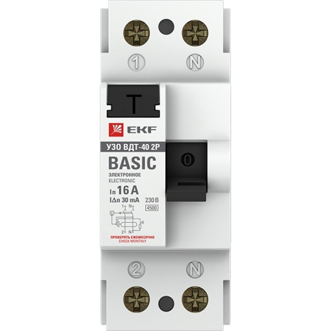 Устройство защитного отключения УЗО EKF BASIC ВДТ-40 2P 16А/ 30мА (электронное) elcb-2-16-30e-sim Устройство защитного отключения УЗО EKF BASIC ВДТ-40 2P 16А/ 30мА (электронное) elcb-2-16-30e-sim