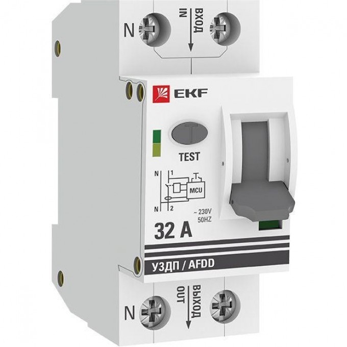 Устройство защиты от дугового пробоя EKF (УЗДП) 1P+N 32А PROxima afdd-2-32-pro Устройство защиты от дугового пробоя EKF (УЗДП) 1P+N 32А PROxima afdd-2-32-pro