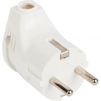 Вилка угловая EKF с заземлением белая 16А 250В