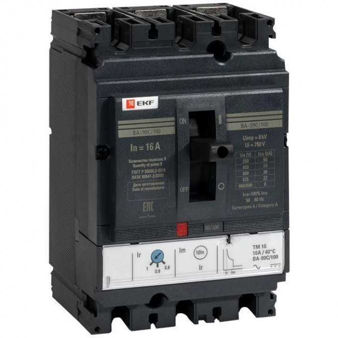Выключатель автоматический EKF 3п 100/16А 36кА ВА-99C Compact NS PROxima mccb99C-100-16 Выключатель автоматический EKF 3п 100/16А 36кА ВА-99C Compact NS PROxima mccb99C-100-16