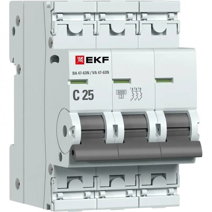 Выключатель автоматический EKF PROXIMA 3P C 25А 6кА ВА 47-63N M636325C Выключатель автоматический EKF PROXIMA 3P C 25А 6кА ВА 47-63N M636325C