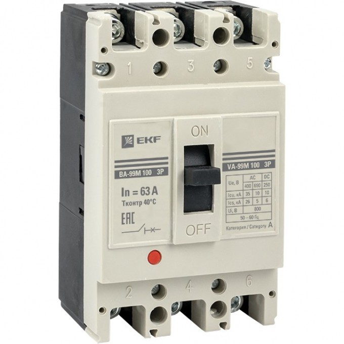 Выключатель автоматический EKF PROXIMA ВА-99М 100/ 63А 3P 35кА mccb99-100-63m Выключатель автоматический EKF PROXIMA ВА-99М 100/ 63А 3P 35кА mccb99-100-63m